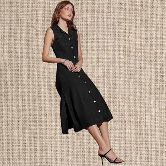 True thick denim midi dress - Picture 4 of 9